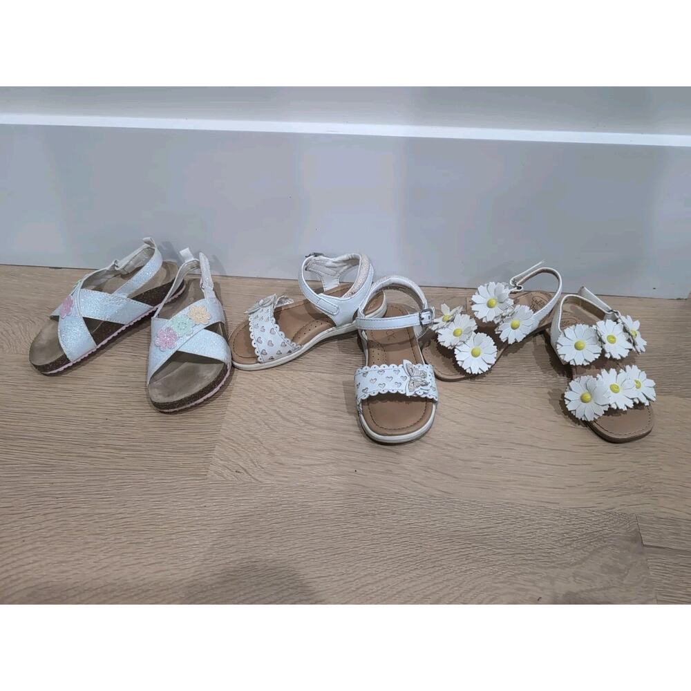 3 Girls Size 9C White Sandals Carter's Sugar Tucker + Tate Floral‎ Butterfly Lot
